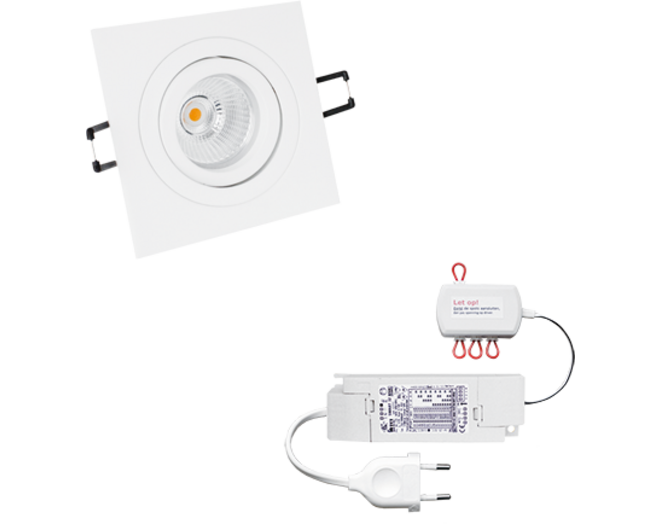 6x Vierk. wit+6x powerled+6x verl+driver