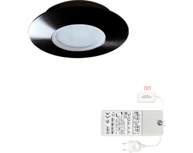 5x Napoli rond zwart DTW 3000K-2200K met 5x verl+Led driver