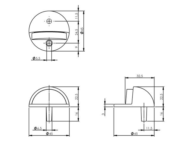 Deurstop rond model mat zwart