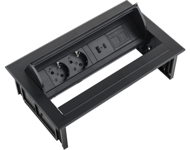 Power Desk In – 2x 230V + 1x USB A+C Charge