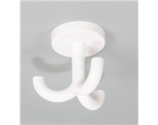 Plafondhaak, wit, draaibaar, met 3 haken, kunststof wit