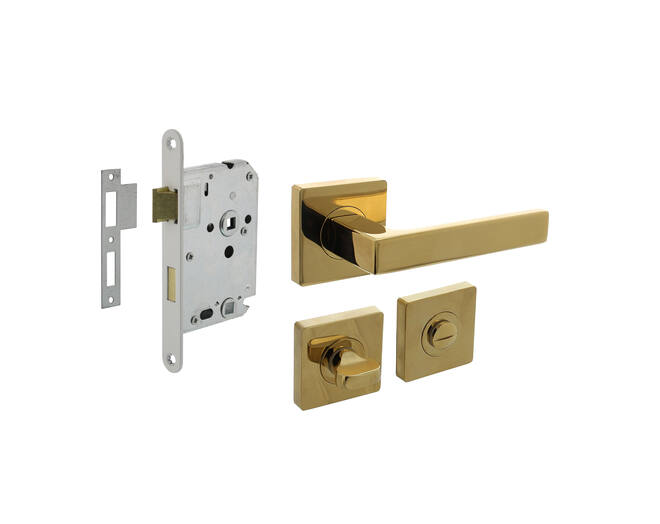 Deurbeslag set toiletslot 63/8mm wit met deurkruk Hera en WC