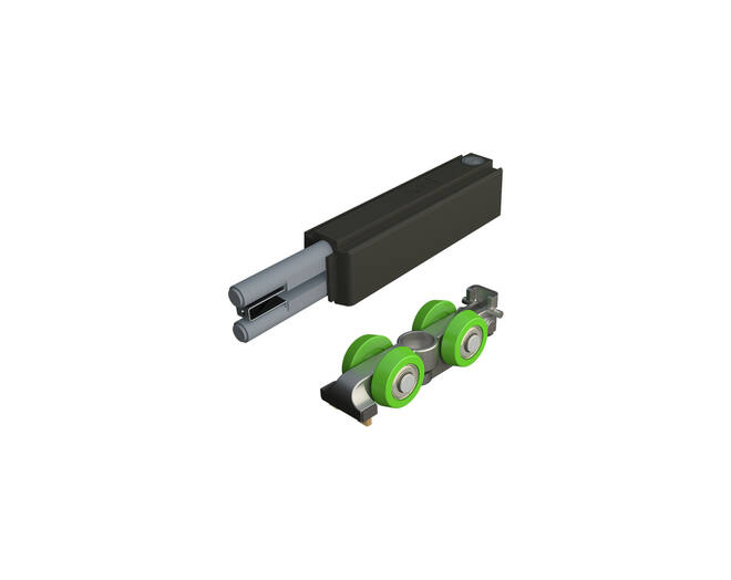 Spaceship push to open met roller met contactplaatje, 1 set