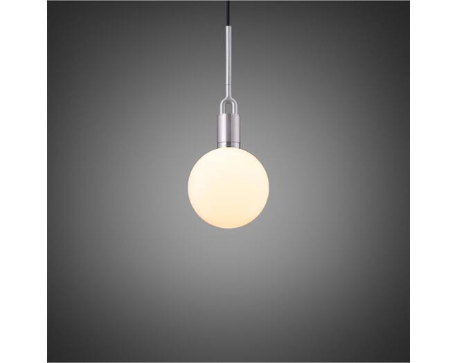 Forked Pendant/Steel/Medium Opal Globe