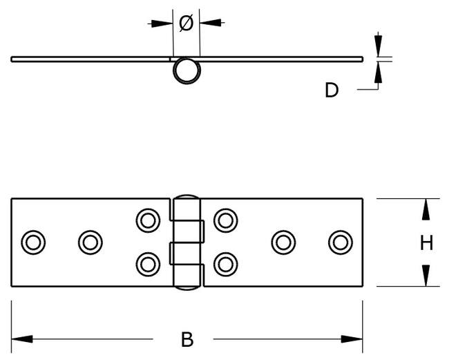 Klepscharnier 22x60x1.0mm verzinkt