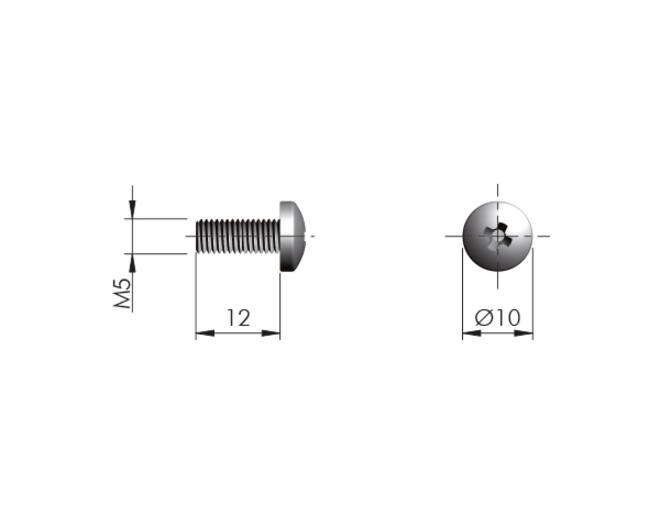 Schroef M5x12mm voor Triade bracket