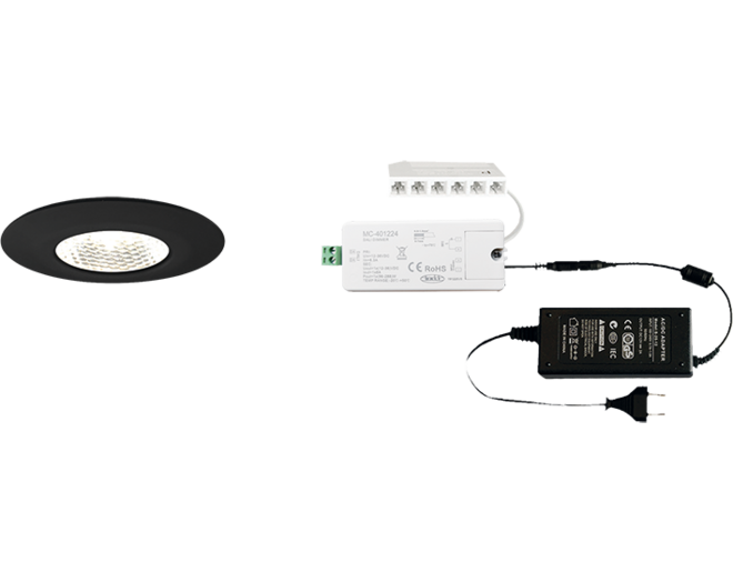 6x Pixel 24V mat zwart + ZigBee ontvanger + Driver 24W