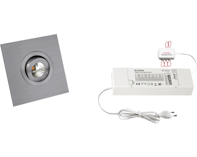 4x Monza vierkant Alu + 4x verlengsnoer + ZigBee Driver 30W