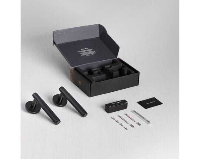 Door Handle Set/Unsprung/Cross/Black