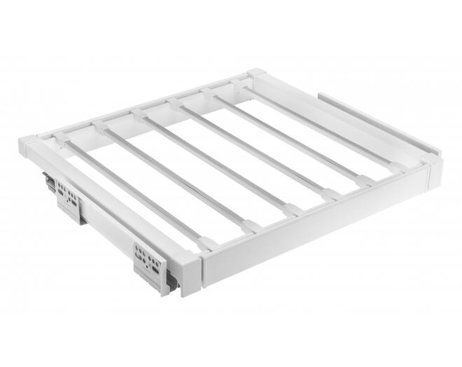 Broekenrek wit, breedte 560-618mm, diepte 500mm, uittrekbaar