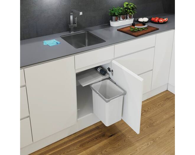 Afvalemmer ENVI Single-C450 - 15,5 liter, grijs