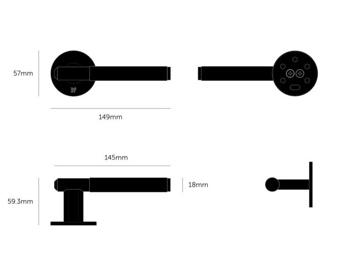 Fixed Door Handle/Single-Sided/Linear/Welders Black