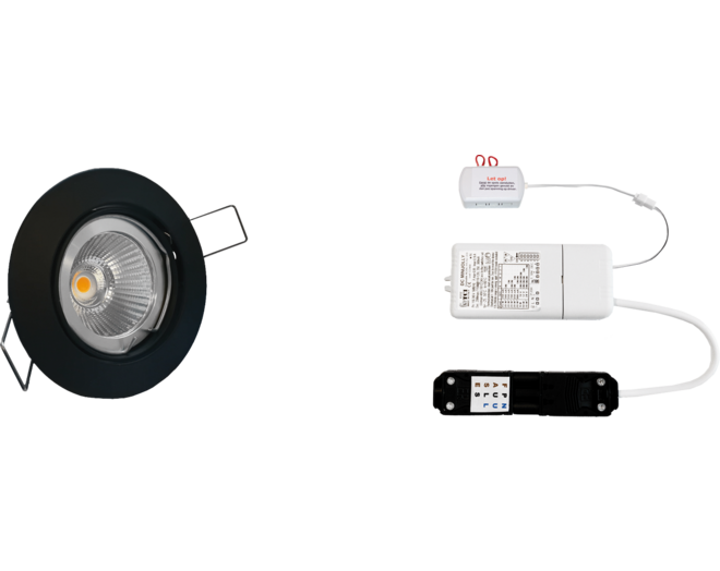 8x rond zwart+8x powerled 7W+8x verl+driver
