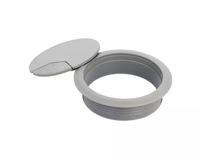 Kabeldoorvoer klep met veer 80mm kunststof grijs