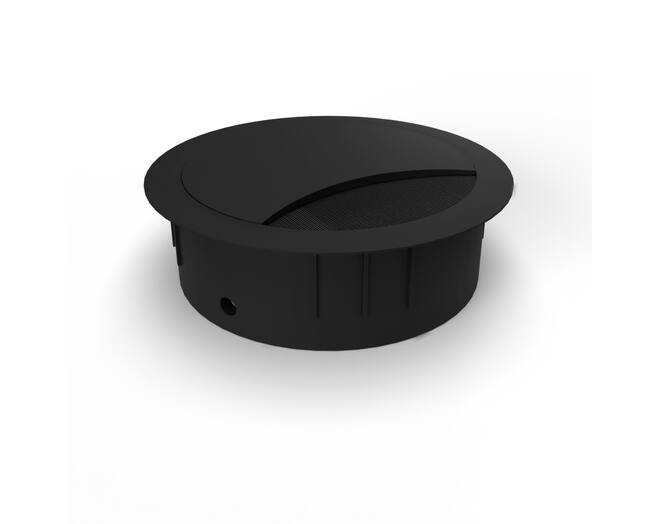 Kabeldoorvoer 60mm mat zwart metaal met borstel halve maan