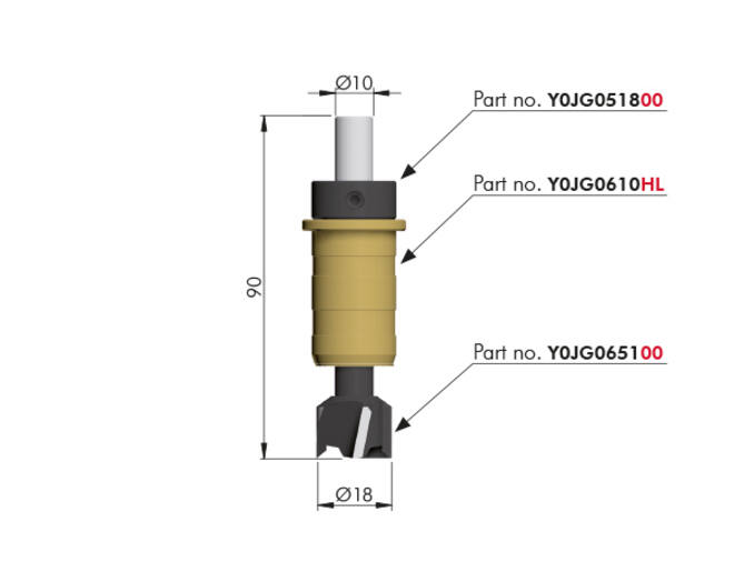Boor voor 18mm excenters geschikt voor boormal Y0JG0170RO