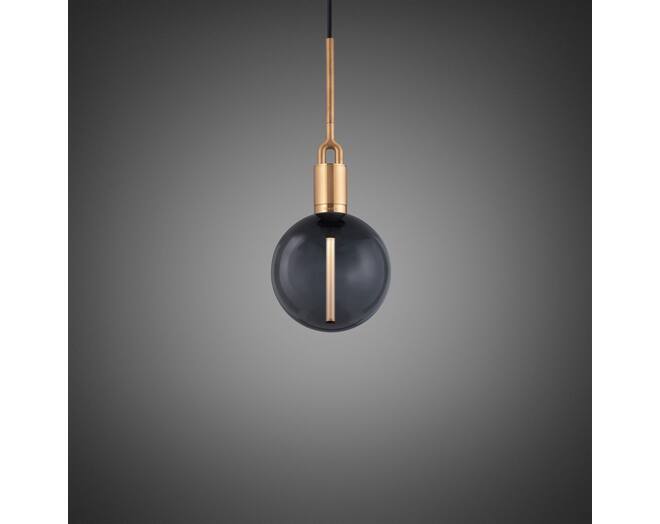 Forked Pendant/Brass/Medium Smoked Globe