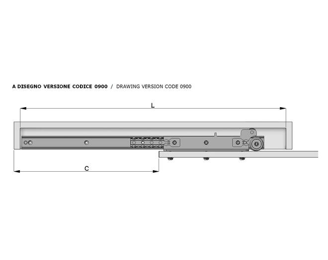 SURF Geleider voor keukentop lengte 900mm, 563mm uittrek-