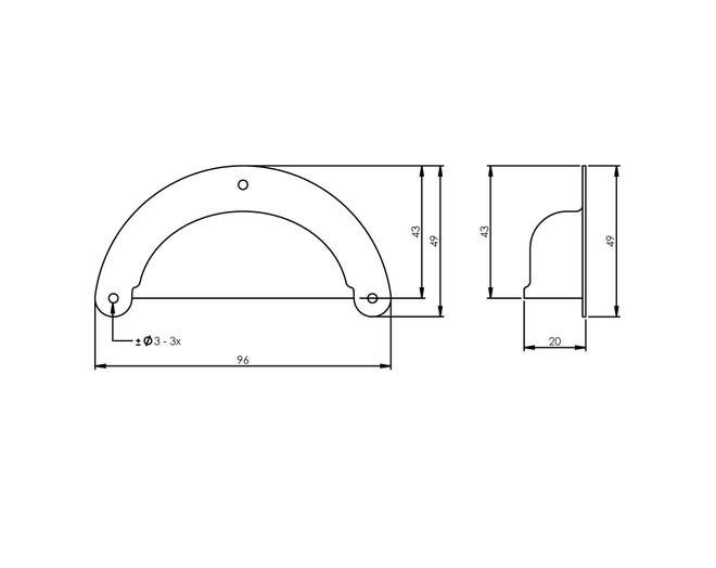 Schelpgreep 96 mm mat zwart