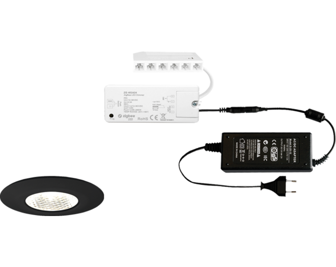 7x Pixel 24V mat zwart + ZigBee ontvanger + Driver 24W