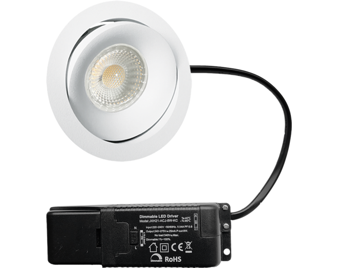 Cádiz kantelbare inbouw rond wit + Triac driver
