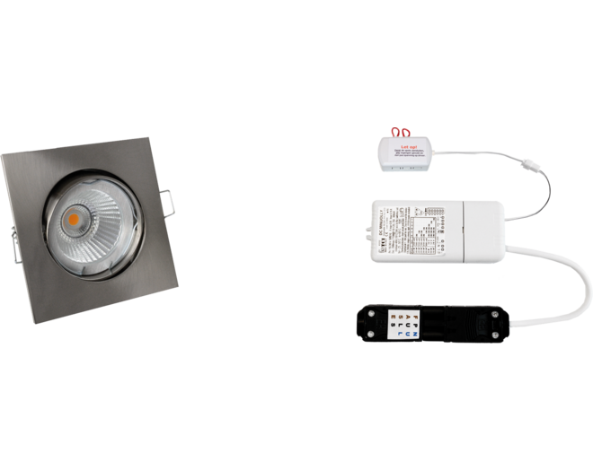 5x Vierk. RVS- Look+5x powerled 7W+5x verl+driver