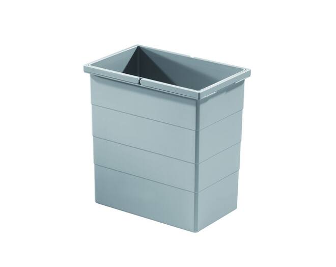 Afvalemmer zilvergrijs 24 liter, voor kastbreedte 350mm