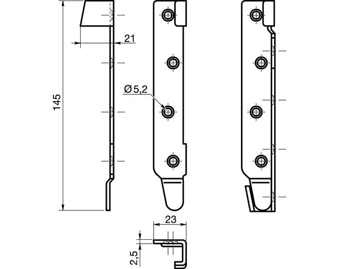 Ledikanthaken 109/145mm verzinkt