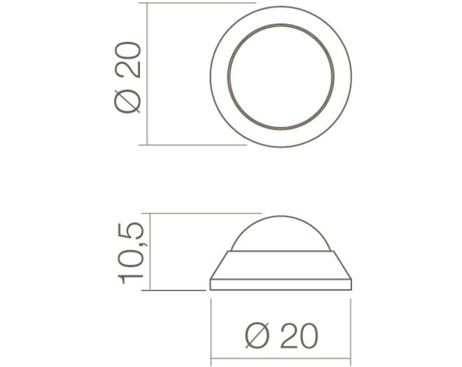 Deurstop bol ø20mm wandmontage rvs geborsteld