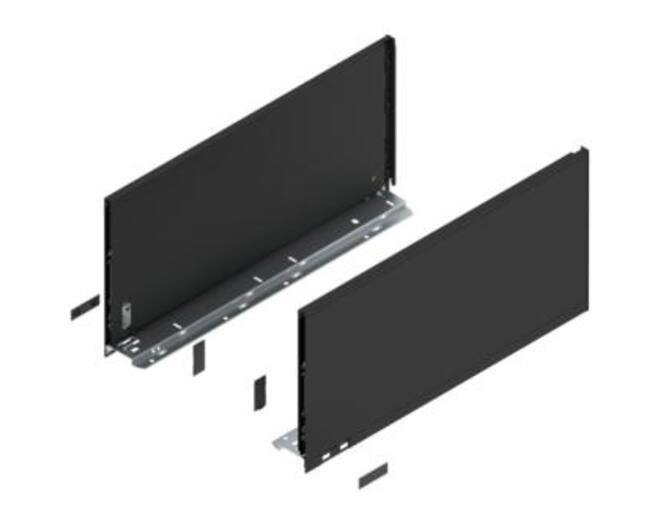 Legrabox ladezijde F 500mm, carbon zwart, hoogte 241mm