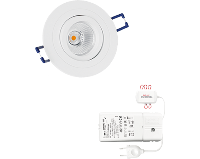 5x Smooth rond wit DTW 3000K-2200K+5x verl met driver