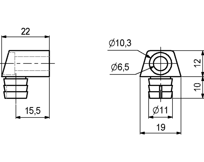 Verbindingsbeslag bruin 22x12mm, verpakt per 2000 stuks