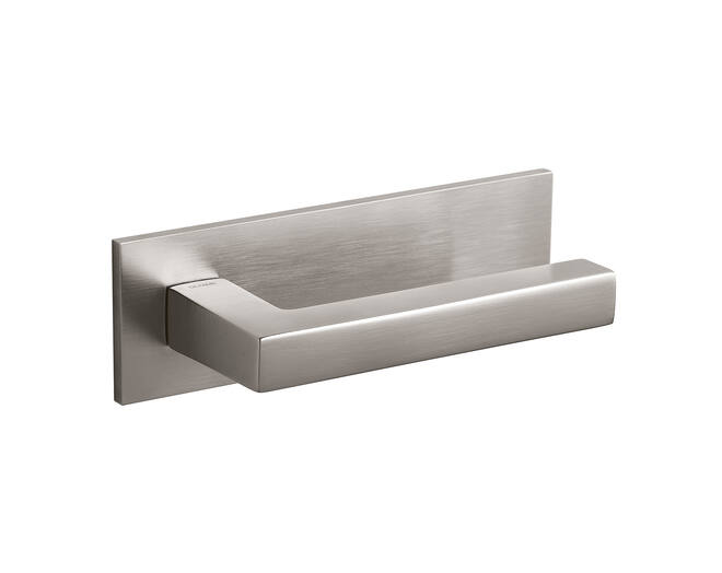 Olivari deurkruk ABC op horizontaal schild rvs mat titaan PV
