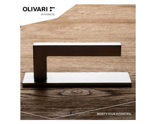 Olivari deurkruk ABC op horizontaal schild rvs mat titaan PV