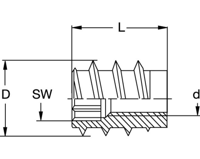 Rampabus SK M10/18,5x20mm met binnenzeskant verzinkt, VE=100