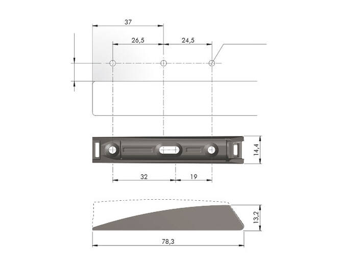 K push Tech basis, antraciet, L= 78.4mm, VE=500