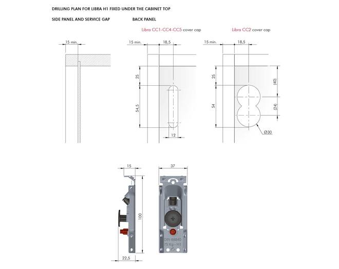 Kastophanger LIBRA H1 L/R bruikbaar, schroefversie