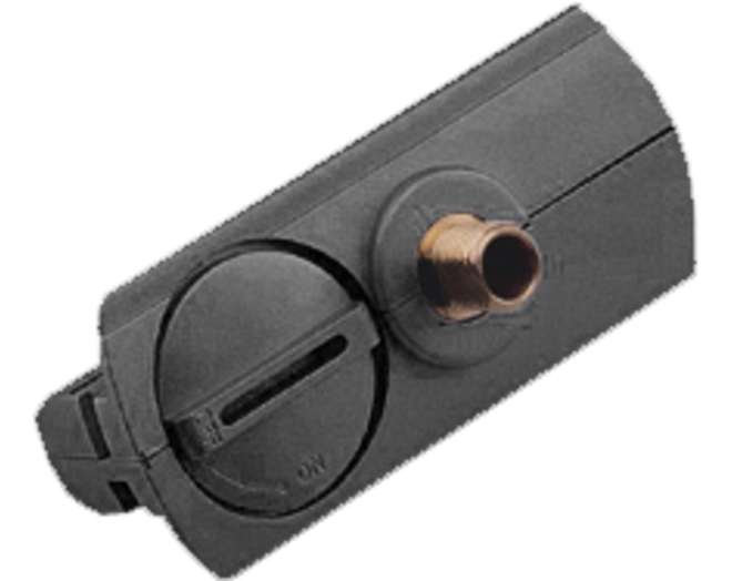 Adaptor zwart 1-fase rail met 1x M10 buitendraad