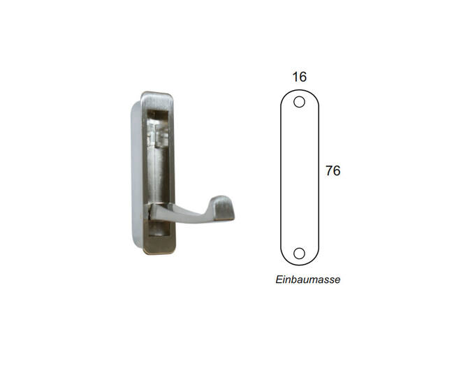 Jashaak mat chroom, scharnierend, 80x20mm, hoogte 13,5mm