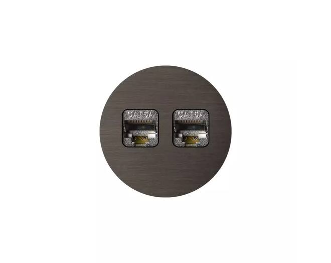 Rond 2.0 Data port  2 Keystones- t.less - dark bronze