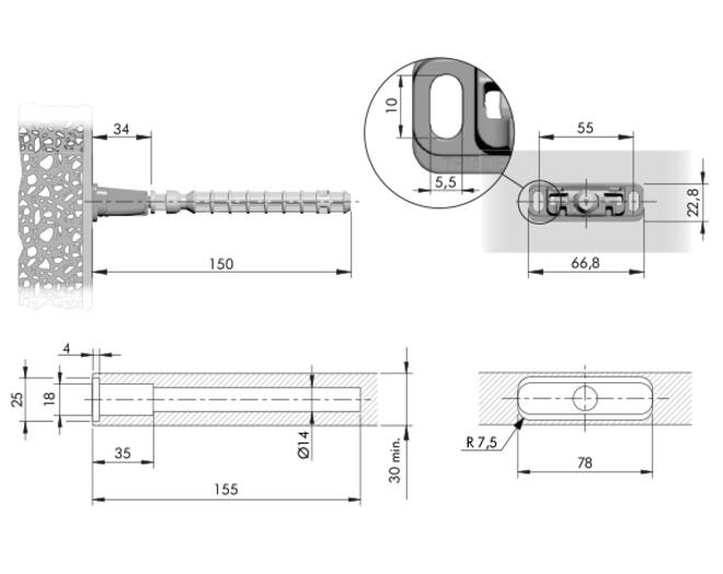 Staafplankdrager Triade PRO voor plank maximaal 300mm diep
