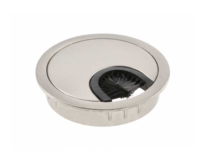 Kabeldoorvoer met borstel 60mm RVS look, inbouwdiepte 13mm,