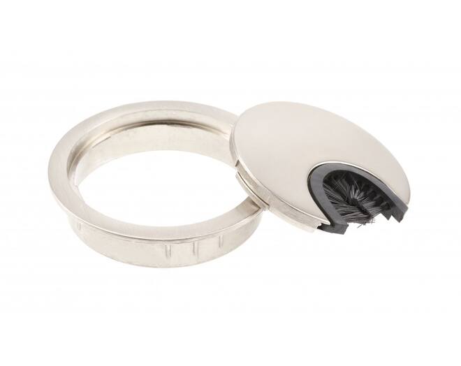 Kabeldoorvoer met borstel 60mm RVS look, inbouwdiepte 13mm,