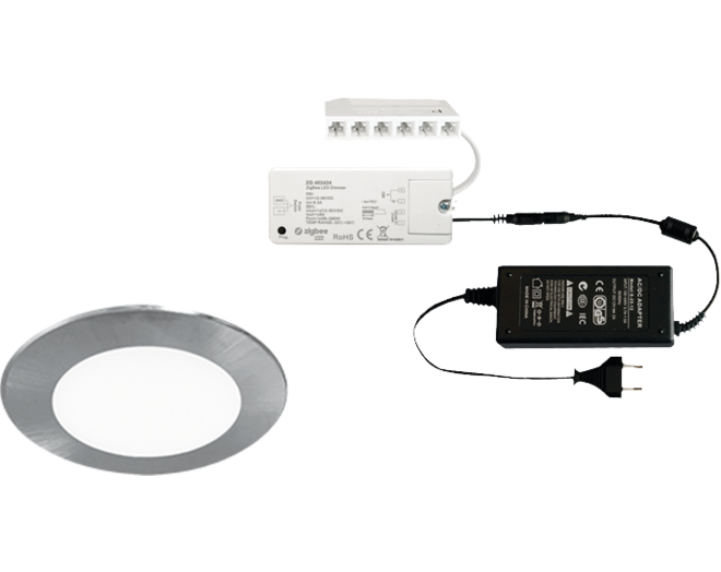 4x Atom RVS Look 24V + ZigBee ontvanger + Driver 24W