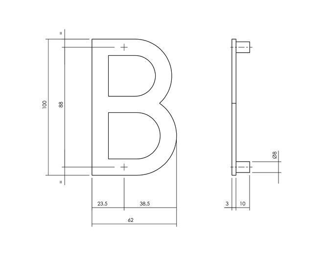 Huisletter B 100mm zwart