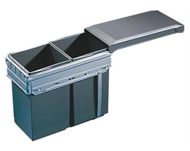 Inbouwafvalemmer 2x 15 liter, voor kast 300mm
