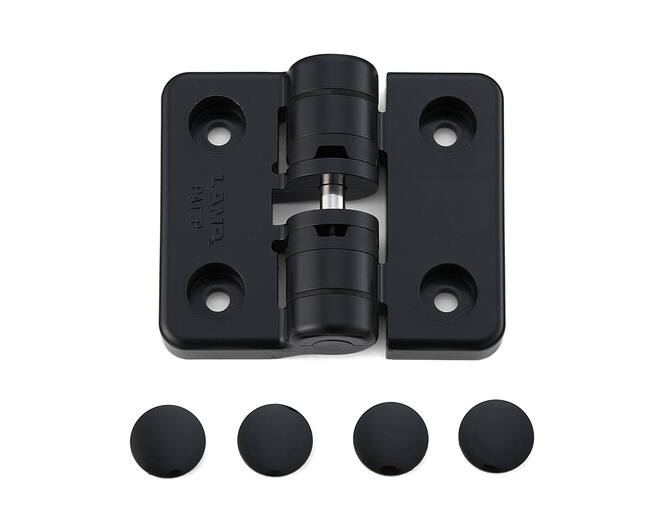 Scharnier kunststof met stopper, zwart