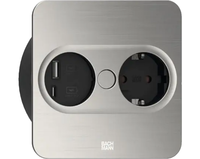 Twist 2 rond RVS-look met 1x wcd + USB A + C lader