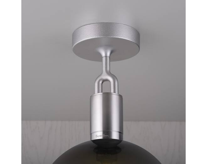 Forked Ceiling/Steel/Medium Smoked Globe