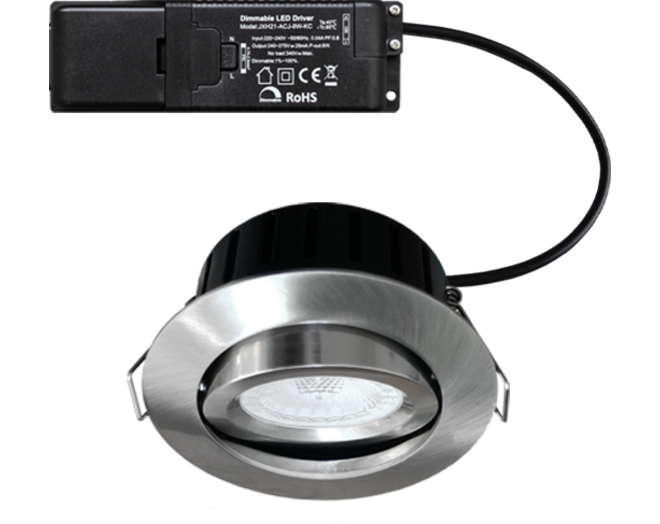 Aosta  kantelbare inb.RVS look  2700K -6W + Triac driver